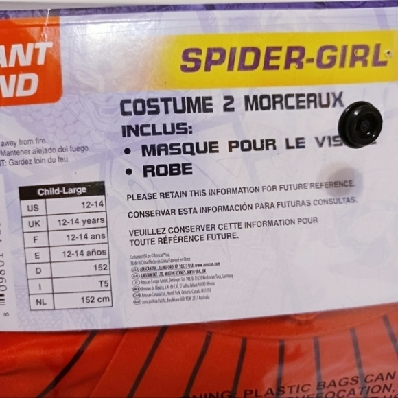 NWT Marvel Girls Red Blue Spider-Girl Halloween Costume Child Girls Large Hero - Picture 6 of 6